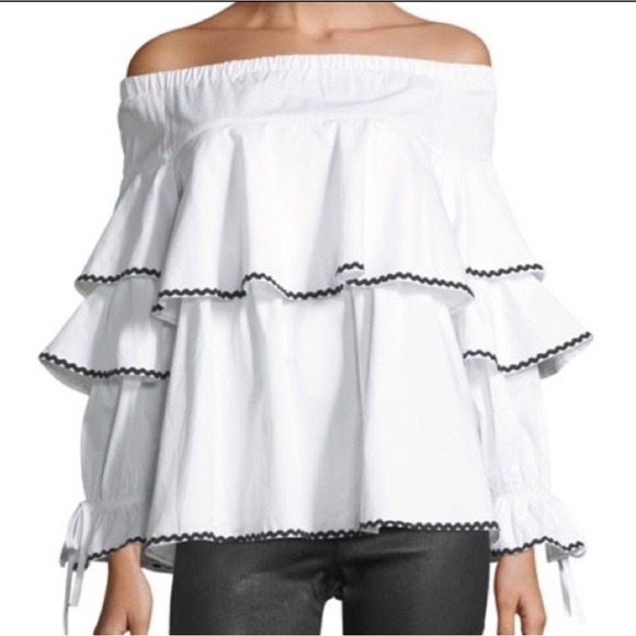 Lumiere Tops - LUMIÈR White Ruffle Top